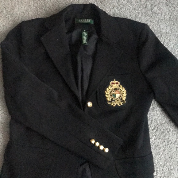 Ralph Lauren Classic Black Blazer with Elegant Gold Buttons & Crown Emblem - Picture 2 of 5